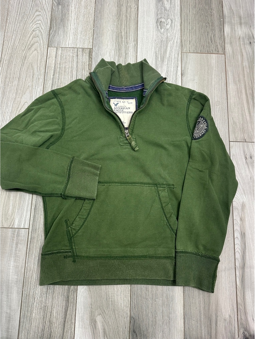 American Eagle Outfitters Vintage Fit Green Pullover Sweatshirt Half-Zip, Size M